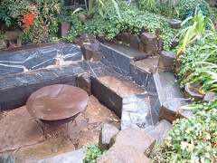 fire pit with wraparound tiered seating.